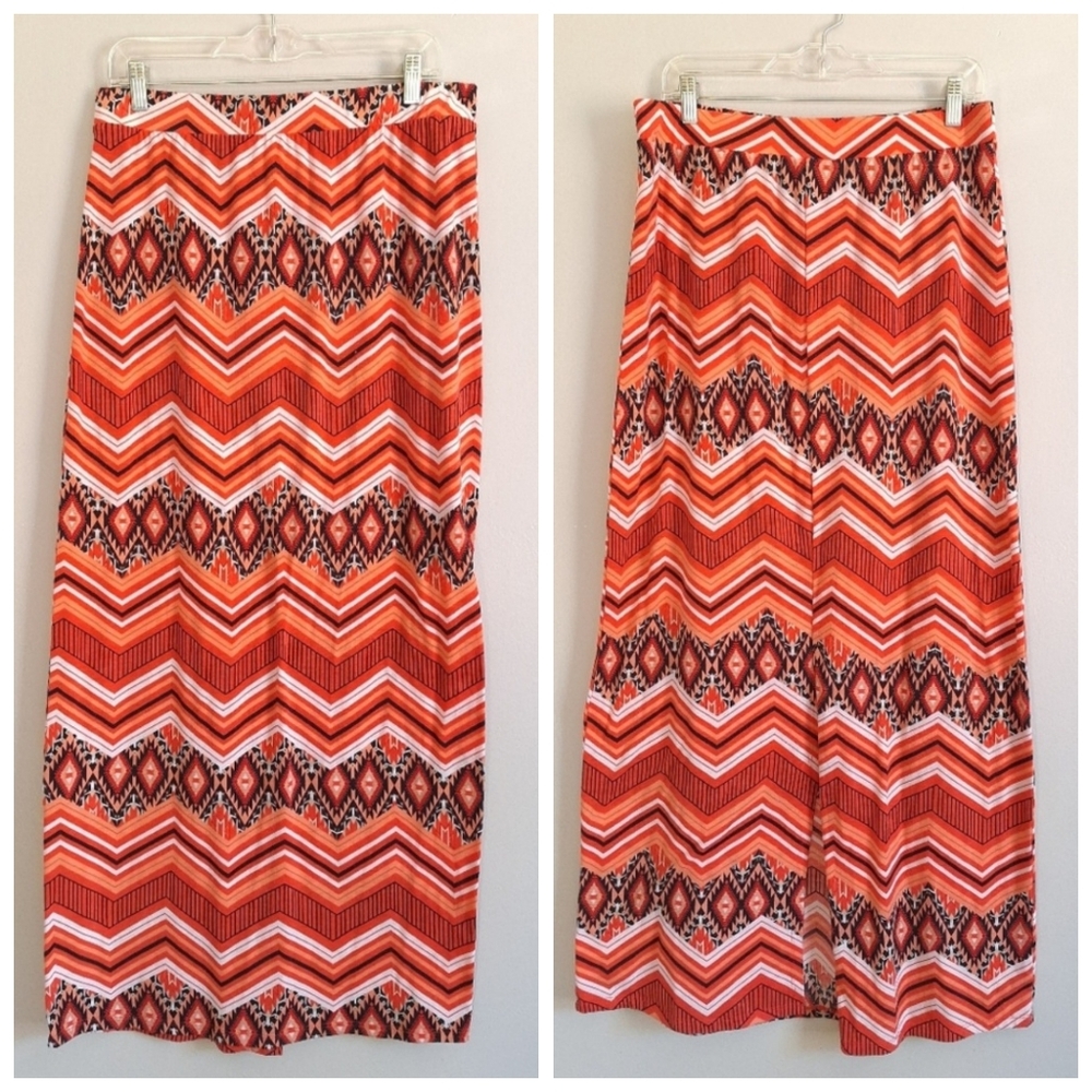 Multicolor Zig Zag Pattern & Gray Ribbed Maxi Ski… - image 3